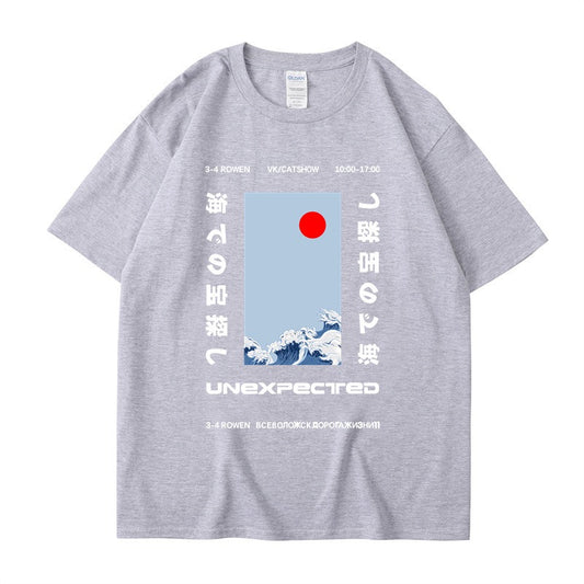 This ukiyo-e cotton round neck youth casual T-shirt