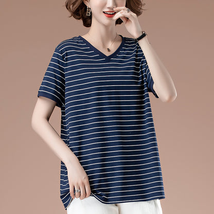 Striped V-neck top