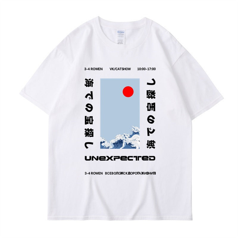 This ukiyo-e cotton round neck youth casual T-shirt