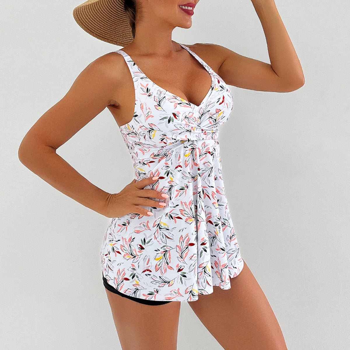 V-neck printed swimsuit