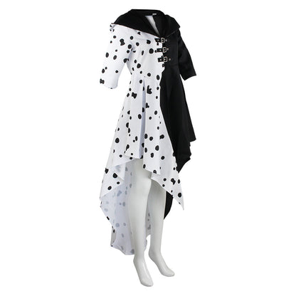 Halloween 101 Dalmatians Cosplay Dress Cruella de Vil Spotted Costume Performance Dress