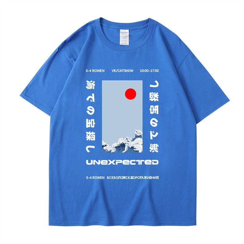 This ukiyo-e cotton round neck youth casual T-shirt