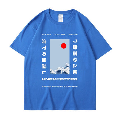 This ukiyo-e cotton round neck youth casual T-shirt