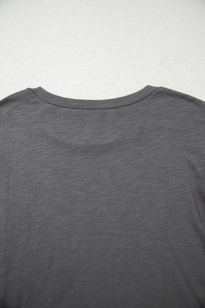 Dark Grey Double Ruffled Short Sleeve Plus Size Top