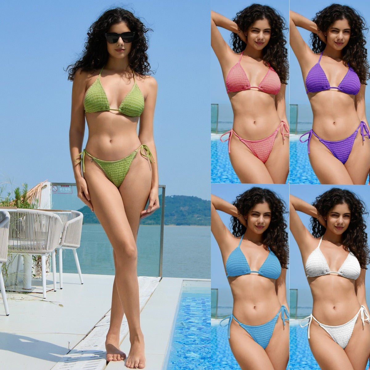 Bikinis Embracing Multi Needle Split Swimsuit Female