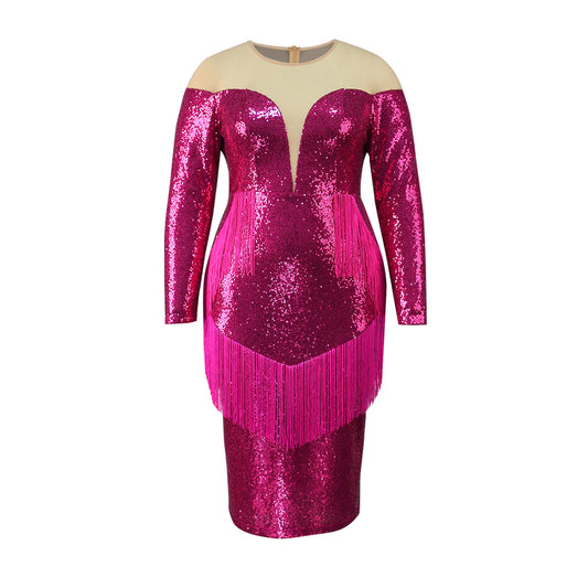 V-neck sequin dress