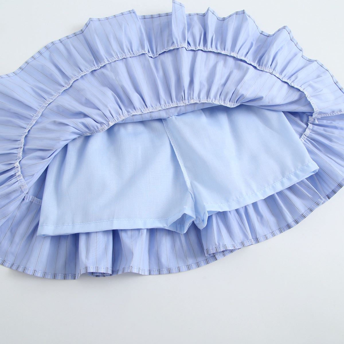 Girls' Princess Style Outfit Set Summer Short Sleeve Striped Shirt Skirt Two-Piece Fashion Set