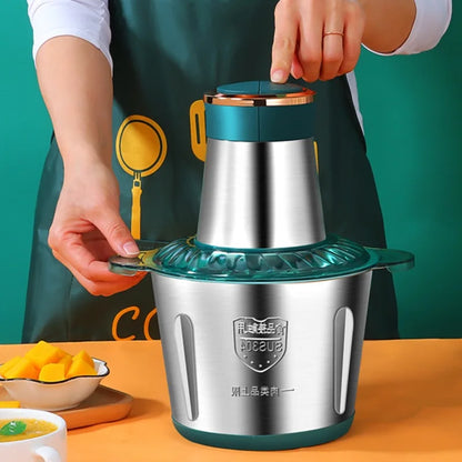 Hachoir à viande électrique 2L, robot culinaire, hachoir en acier inoxydable, Machine légère de cuisine, trancheur, broyeur domestique
