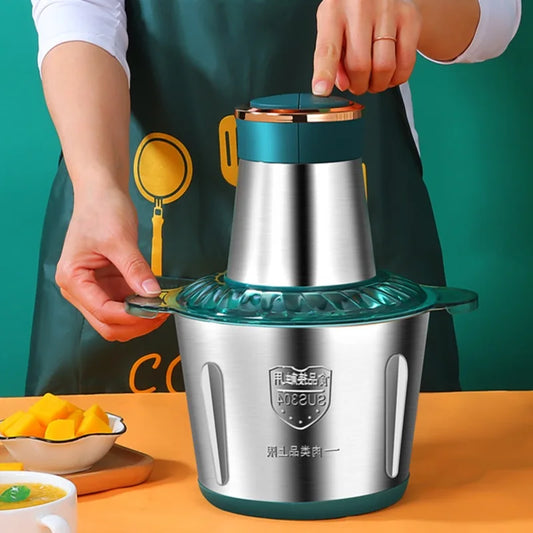 Hachoir à viande électrique 2L, robot culinaire, hachoir en acier inoxydable, Machine légère de cuisine, trancheur, broyeur domestique