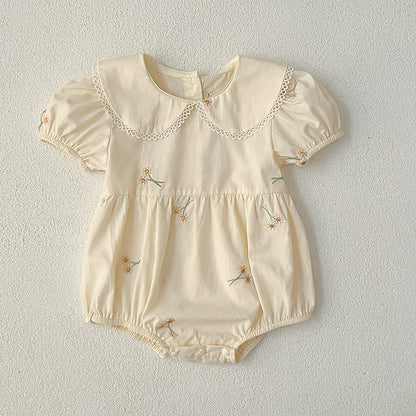 Baby Girl Clothes Infant Romper Summer New Embroidered Short Sleeve Onesie Bodysuit Outing Wear Kids Clothing