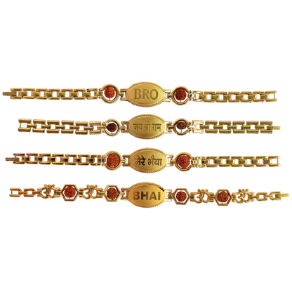 Gold Plated Metal Bracelet Rakhi For Brother (1 Pc)