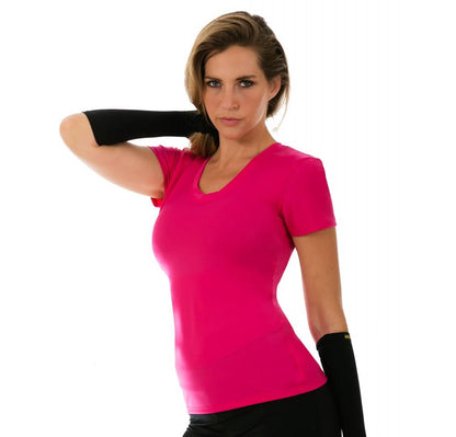 InstantFigure Activewear Compression Short Sleeve V-Neck Top AWT023