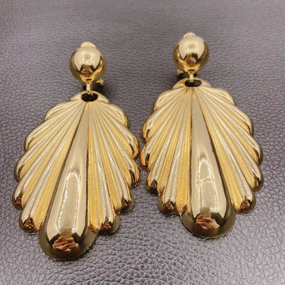 Boucles d'oreilles en alliage de cuivre plaqué or pour femme, grandes boucles d'oreilles percées, document, 03/Party Wear, livraison gratuite