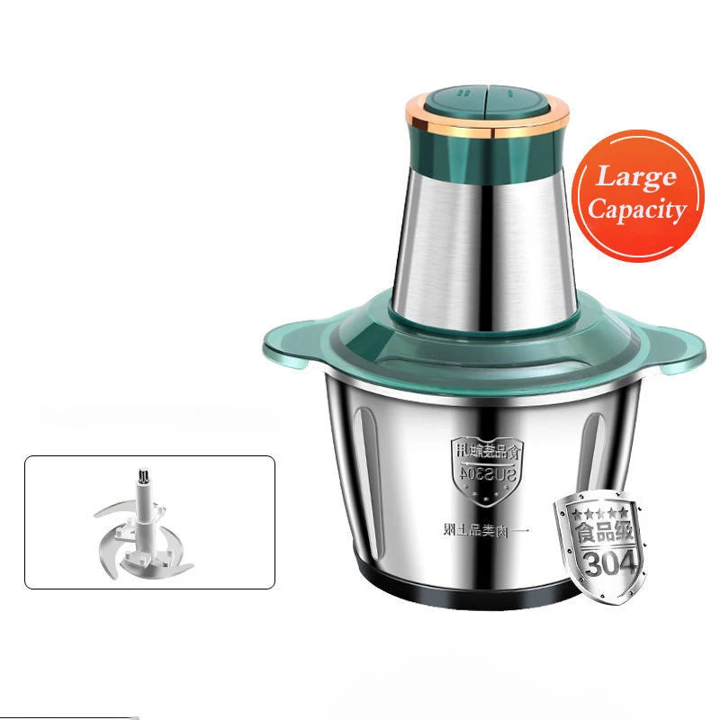 Hachoir à viande électrique 2L, robot culinaire, hachoir en acier inoxydable, Machine légère de cuisine, trancheur, broyeur domestique