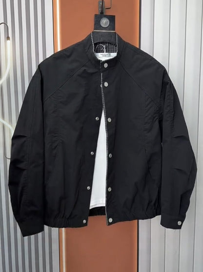 Men's  Casual Patchwork Layered Button Henley Collar Loose Fit Jacket