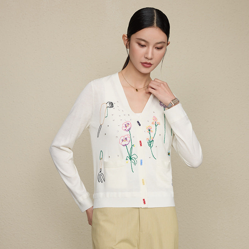 V-neck cardigan top