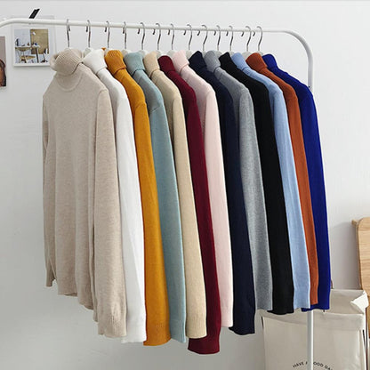 Male Sweater Men's Winter Pullover Turtle Neck  Jumper White Mens Knitwear Pull Homme Turtleneck Sweater Christmas Cotton black