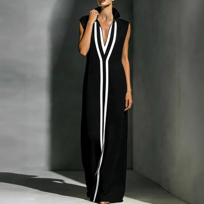 V-neck contrasting dress