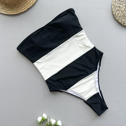 One-Piece Swimsuit Women's  Bikini Sexy Striped Swimwear Wholesale Bikini