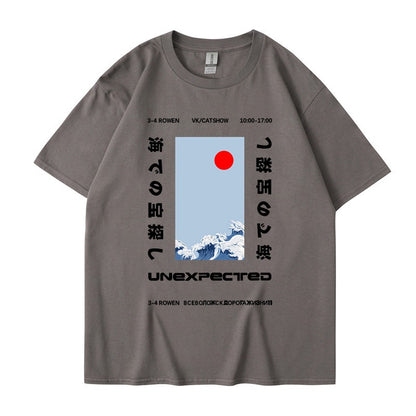 This ukiyo-e cotton round neck youth casual T-shirt