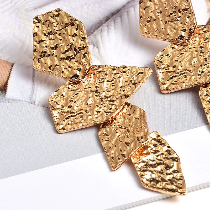 Gold Color Metal Dangle Long Drop Earrings Fine Jewelry Accessories Fashion Pendientes Bijoux For Women Christmas