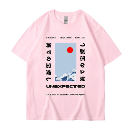 This ukiyo-e cotton round neck youth casual T-shirt