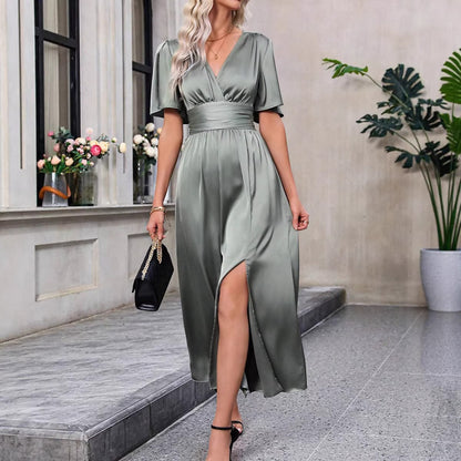V-neck long dress