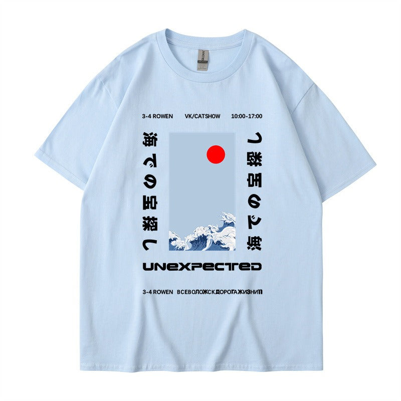 This ukiyo-e cotton round neck youth casual T-shirt