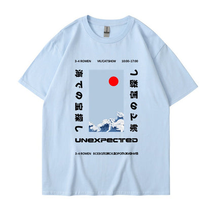 This ukiyo-e cotton round neck youth casual T-shirt
