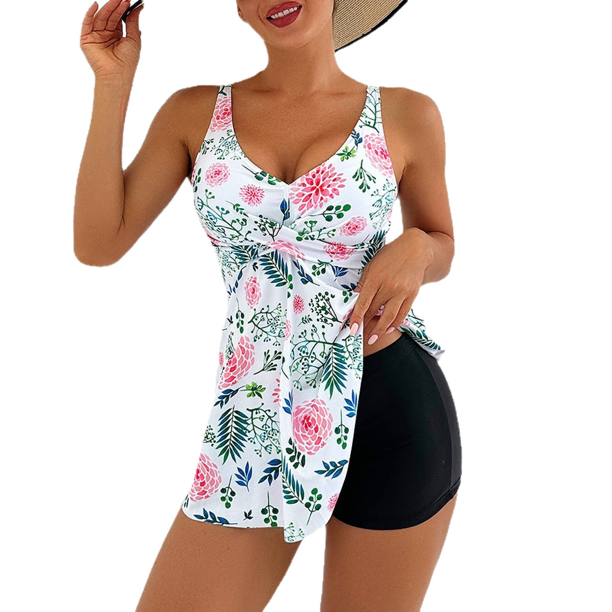 V-neck printed swimsuit