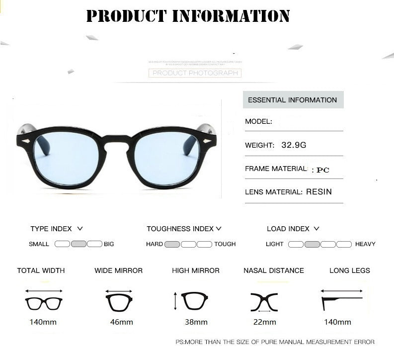 Fashion Johnny Depp Style Round Sunglasses Clear Tinted Lens Brand Design Party Show Sun Glasses Oculos De Sol