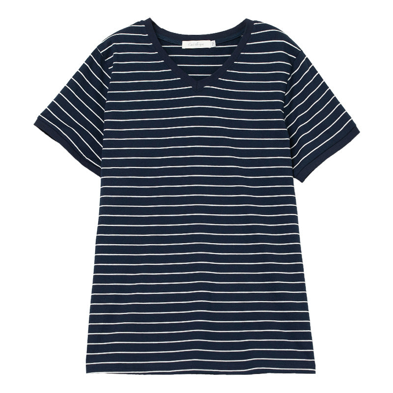 Striped V-neck top
