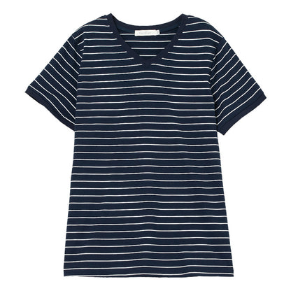 Striped V-neck top