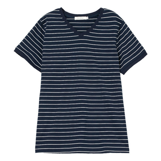 Striped V-neck top