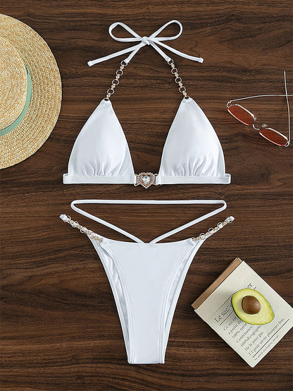 Deep V split swimsuit