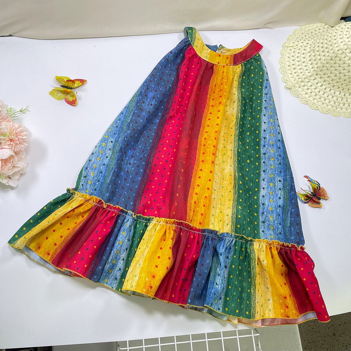 Children's Clothing Girls' Dress Rainbow Sleeveless Dress Tank Dress New Style Kids Fashion Factory Supply Sweet