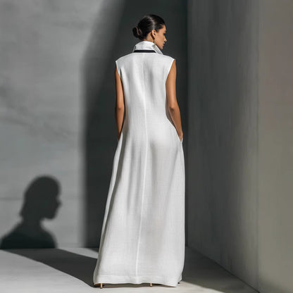 V-neck contrasting dress