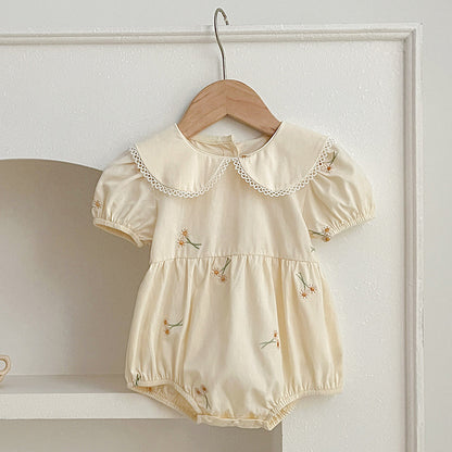 Baby Girl Clothes Infant Romper Summer New Embroidered Short Sleeve Onesie Bodysuit Outing Wear Kids Clothing