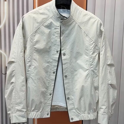 Men's  Casual Patchwork Layered Button Henley Collar Loose Fit Jacket
