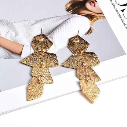 Gold Color Metal Dangle Long Drop Earrings Fine Jewelry Accessories Fashion Pendientes Bijoux For Women Christmas