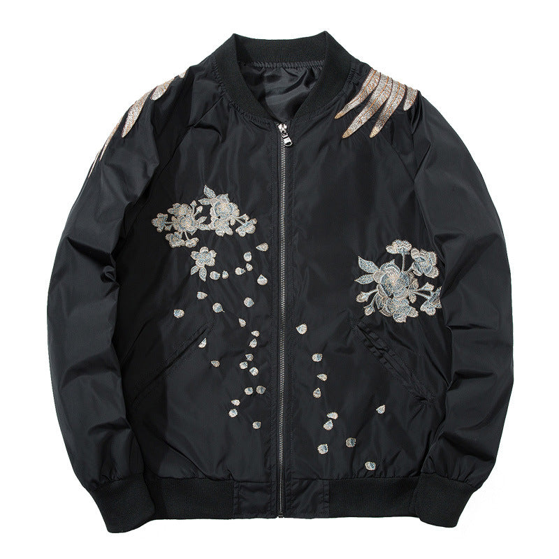 Street Style Yokosuka Embroidered Jacket Men's Ukiyo-e Phoenix Embroidery Baseball Jacket MA-1 Jacket