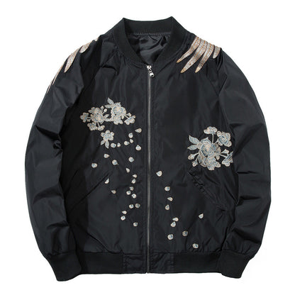 Street Style Yokosuka Embroidered Jacket Men's Ukiyo-e Phoenix Embroidery Baseball Jacket MA-1 Jacket