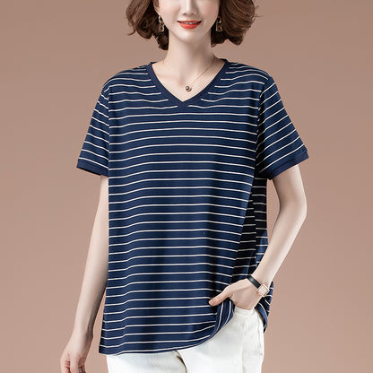Striped V-neck top