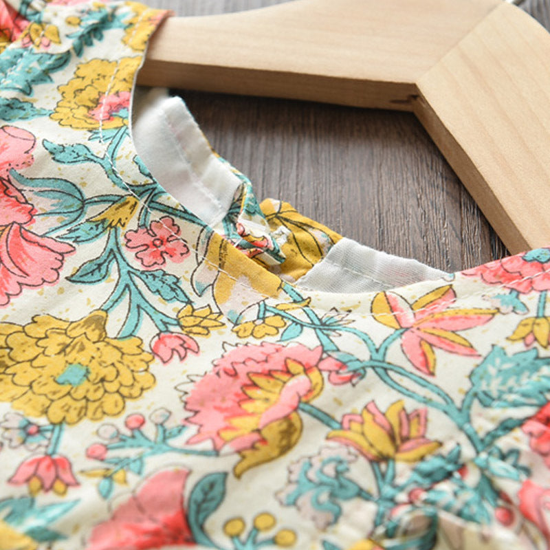 Ethnic Print Sleeveless A-Line Dress for Girls Summer Vacation Wear
