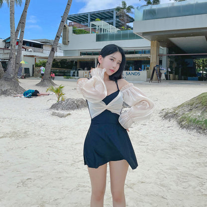 Beachwear Solid Color Sleeveless Triangular Cut Bodysuit Swimwear