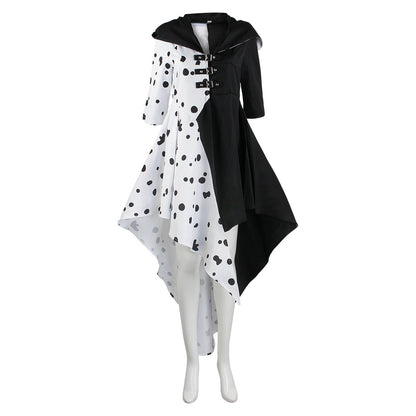 Halloween 101 Dalmatians Cosplay Dress Cruella de Vil Spotted Costume Performance Dress