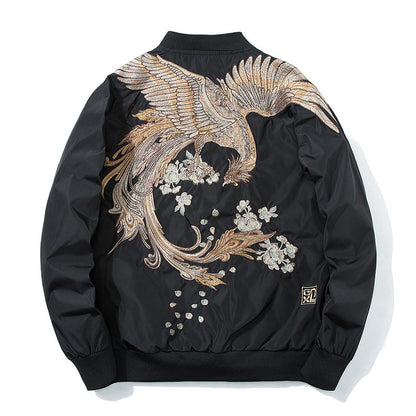 Street Style Yokosuka Embroidered Jacket Men's Ukiyo-e Phoenix Embroidery Baseball Jacket MA-1 Jacket