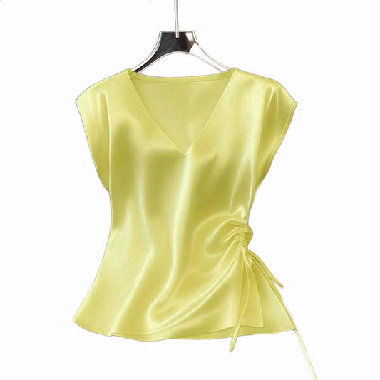 V-neck drawstring top