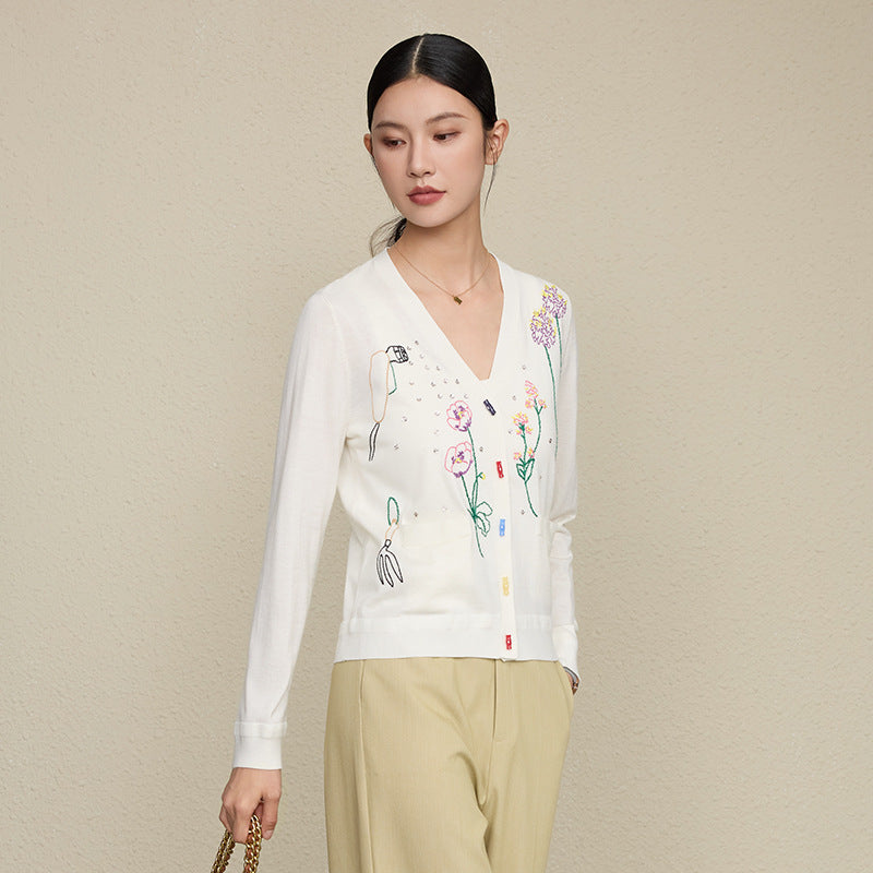 V-neck cardigan top