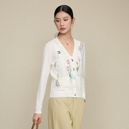 V-neck cardigan top